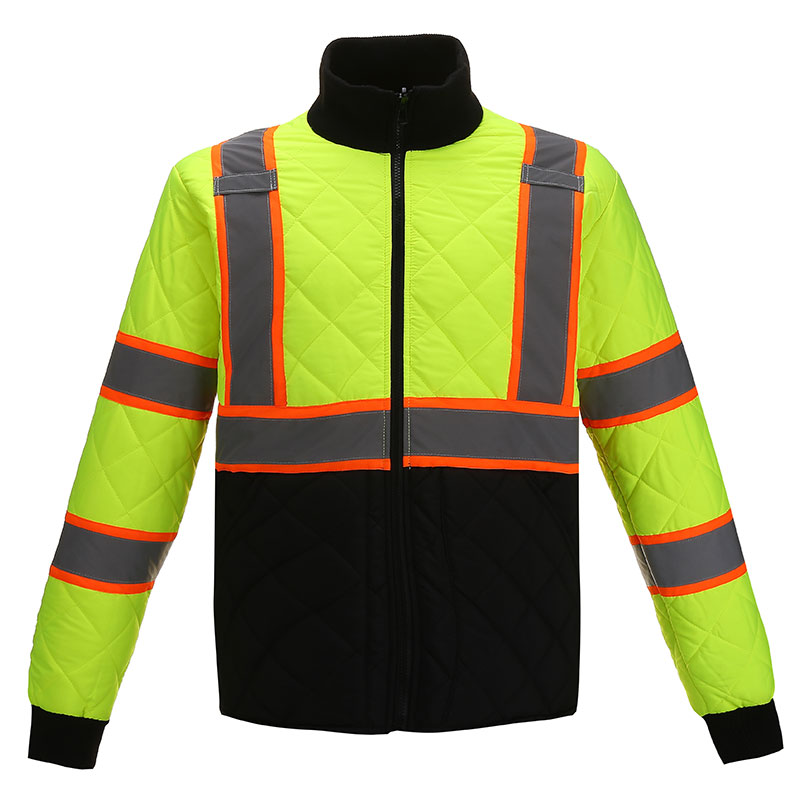 SFJ24 Winter Quilted 2 Color Tone Safety Reflective Tape Safety Jackets