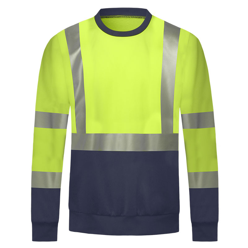  SFFU04 High Visibility Fluorescent Colorblock Reflective Long Sleeve Sweatshirt