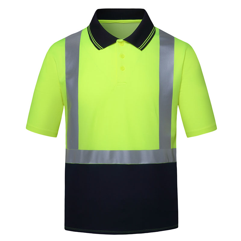 SFTE23 Hi-Vis Reflective Safety Polo Shirt, Black Bottom 