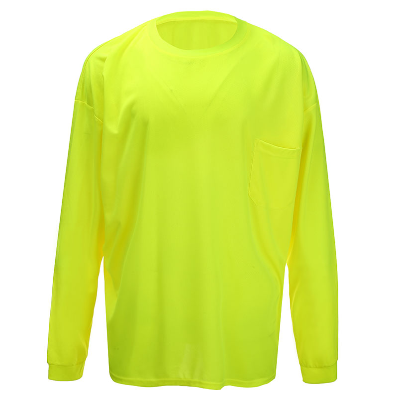SFTU04 High Visibility Safety Reflective T-Shirt Long Sleeve Crew Neck 