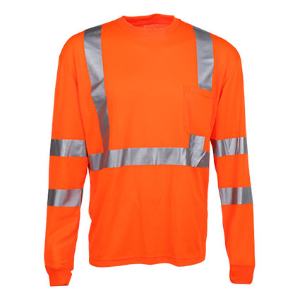 SFTU05 Hi-Vis Long Sleeve Ribbed Cuff T-Shirt 2" Reflective Stripe 