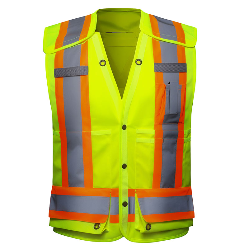 SFCA14 High Visibility Reflective Safety Vest with Wide Silver and Orange Stripes 